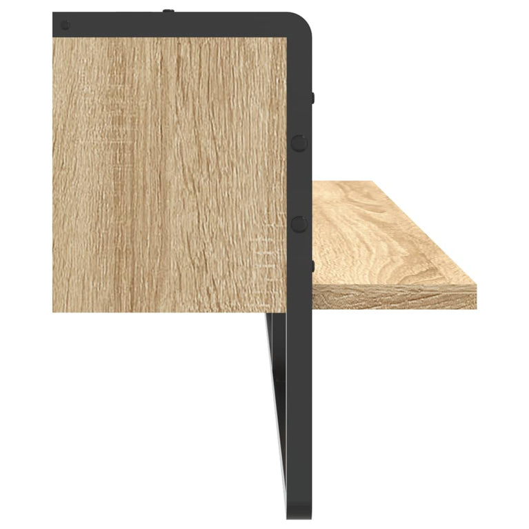 Wandschap met stang 100x25x30 cm sonoma eikenkleurig MeubelReus