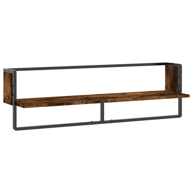 Wandschap met stang 100x25x30 cm gerookt eikenkleurig MeubelReus