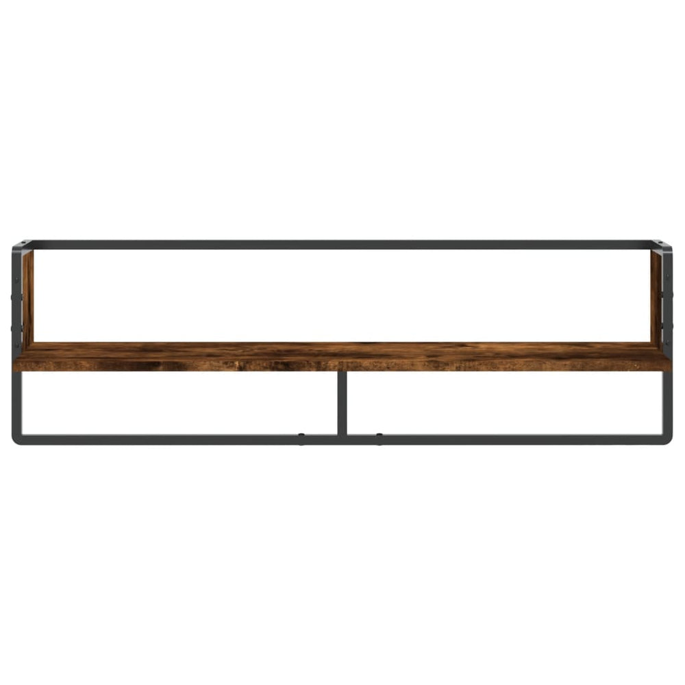 Wandschap met stang 100x25x30 cm gerookt eikenkleurig MeubelReus