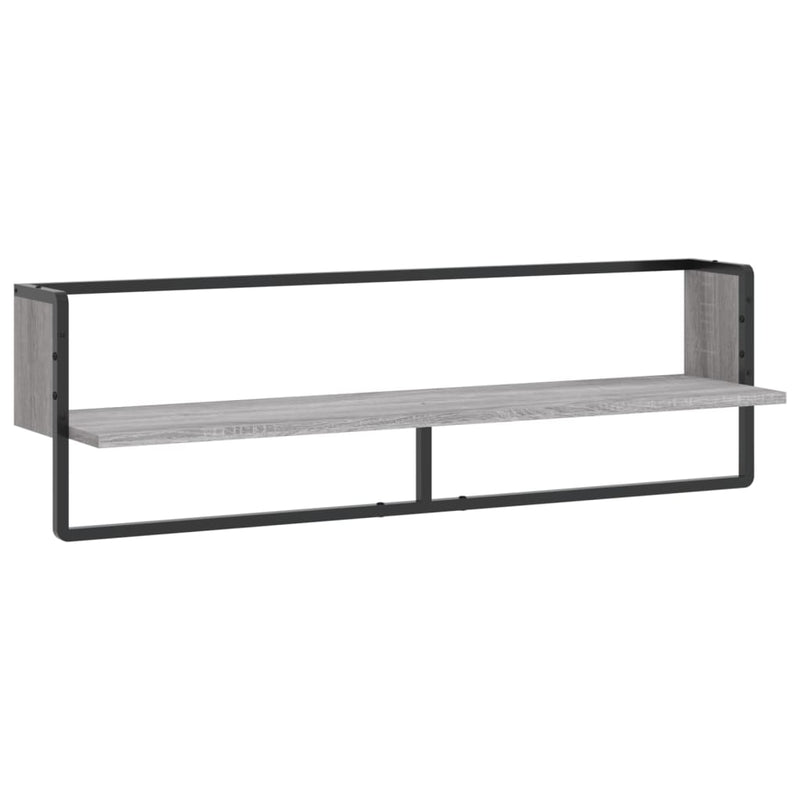 Wandschap met stang 100x25x30 cm grijs sonoma eikenkleurig MeubelReus