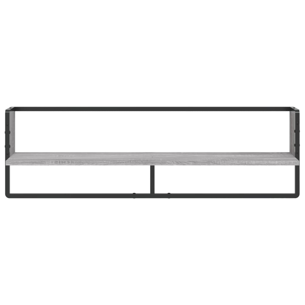 Wandschap met stang 100x25x30 cm grijs sonoma eikenkleurig MeubelReus