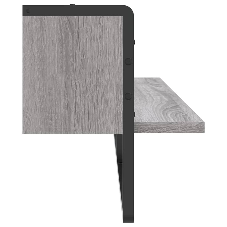 Wandschap met stang 100x25x30 cm grijs sonoma eikenkleurig MeubelReus