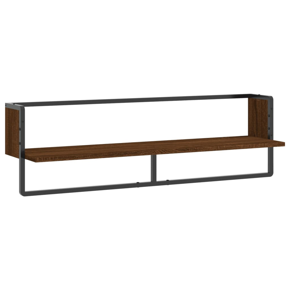 Wandschap met stang 100x25x30 cm bruineikenkleurig MeubelReus
