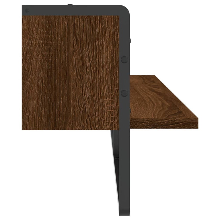 Wandschap met stang 100x25x30 cm bruineikenkleurig MeubelReus
