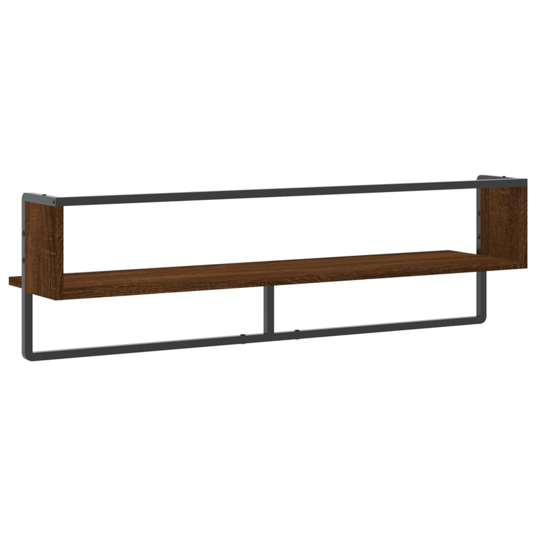 Wandschap met stang 100x25x30 cm bruineikenkleurig MeubelReus
