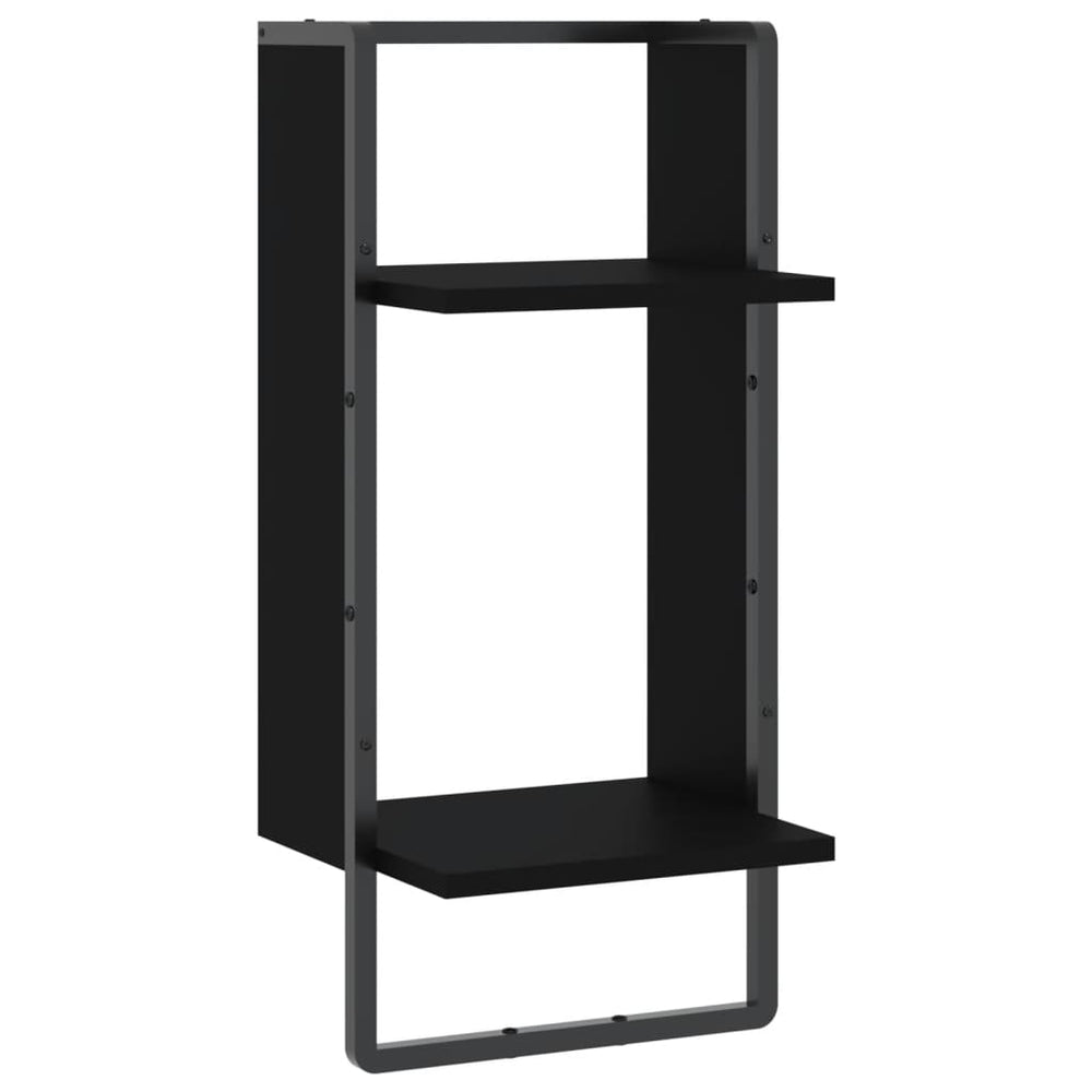 Wandschap met stang 30x25x65 cm zwart MeubelReus