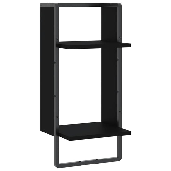 Wandschap met stang 30x25x65 cm zwart MeubelReus