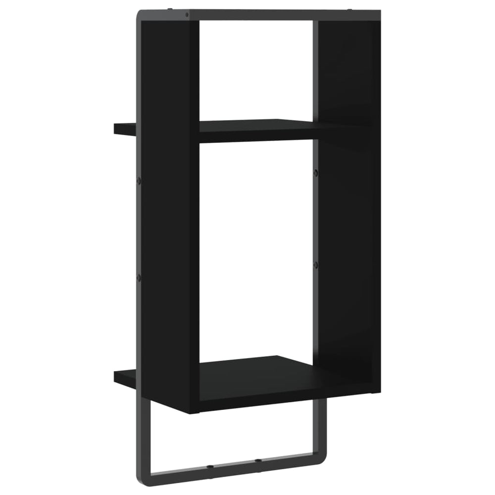 Wandschap met stang 30x25x65 cm zwart MeubelReus