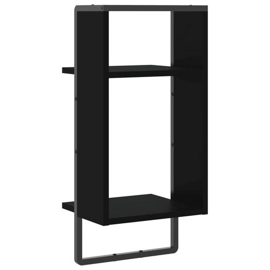 Wandschap met stang 30x25x65 cm zwart MeubelReus