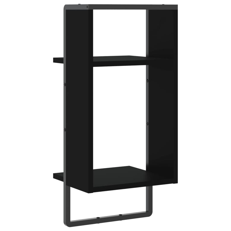 Wandschap met stang 30x25x65 cm zwart MeubelReus