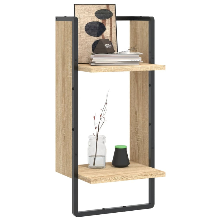 Wandschap met stang 30x25x65 cm sonoma eikenkleurig MeubelReus