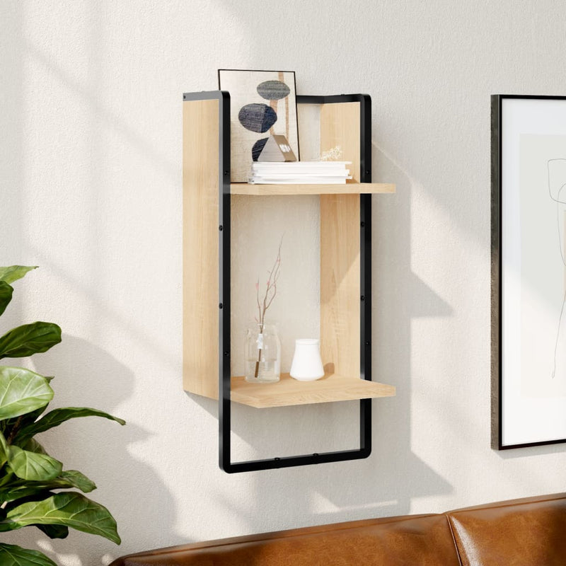 Wandschap met stang 30x25x65 cm sonoma eikenkleurig MeubelReus