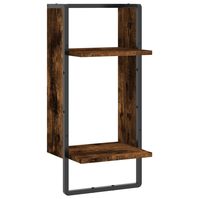 Wandschap met stang 30x25x65 cm gerookt eikenkleurig MeubelReus