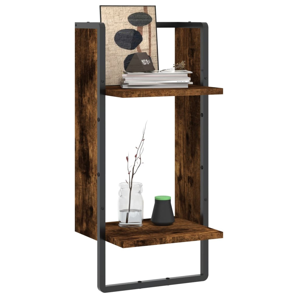 Wandschap met stang 30x25x65 cm gerookt eikenkleurig MeubelReus
