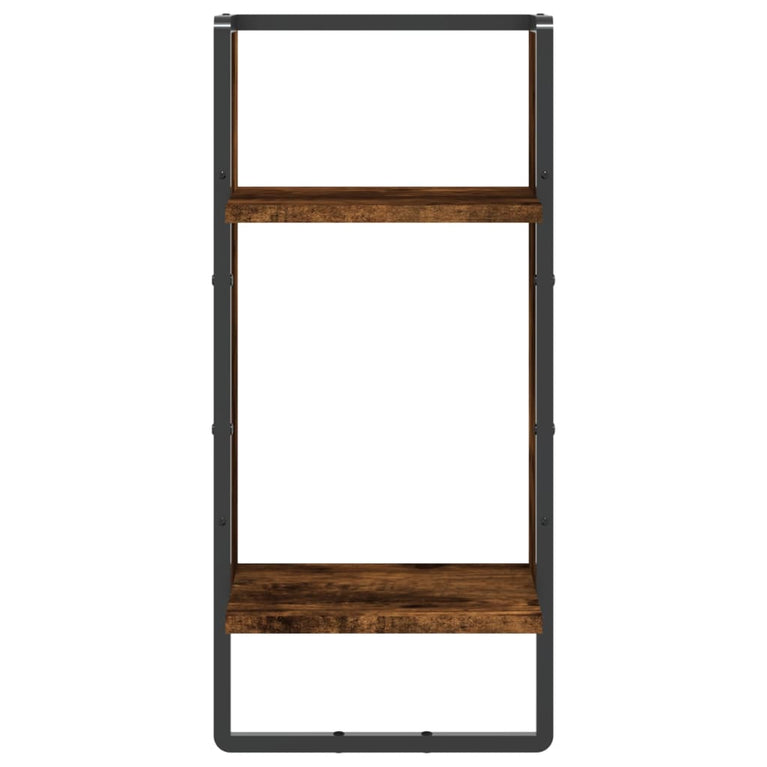 Wandschap met stang 30x25x65 cm gerookt eikenkleurig MeubelReus