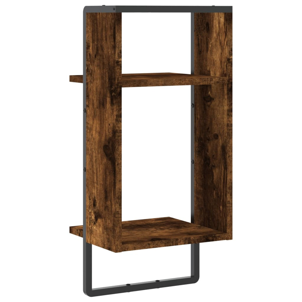 Wandschap met stang 30x25x65 cm gerookt eikenkleurig MeubelReus