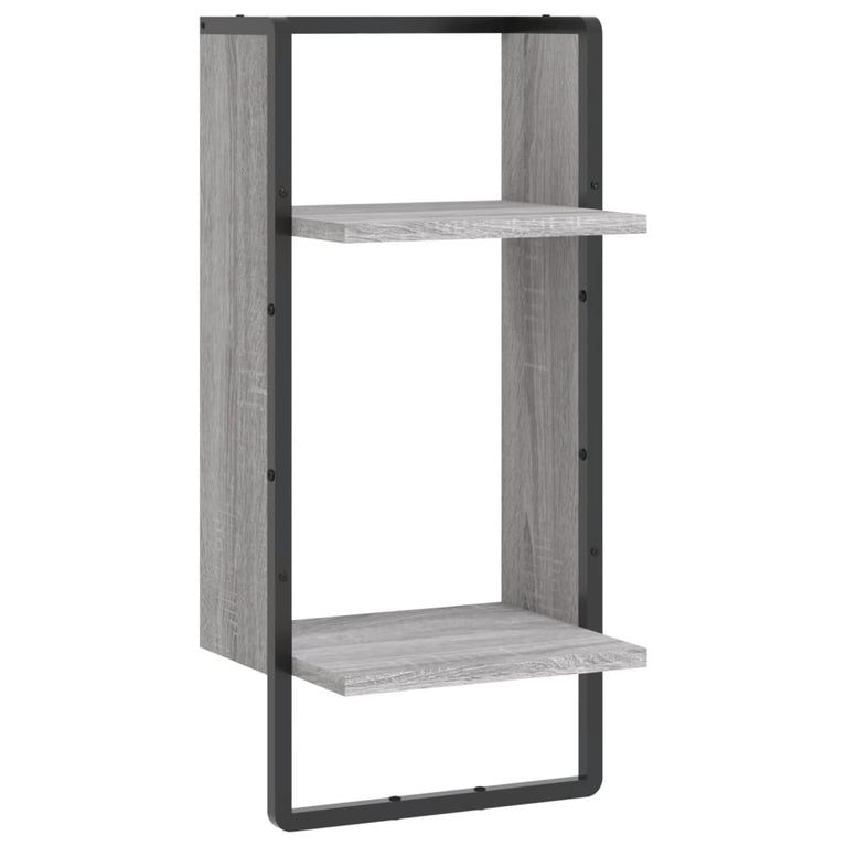 Wandschap met stang 30x25x65 cm grijs sonoma eikenkleurig MeubelReus