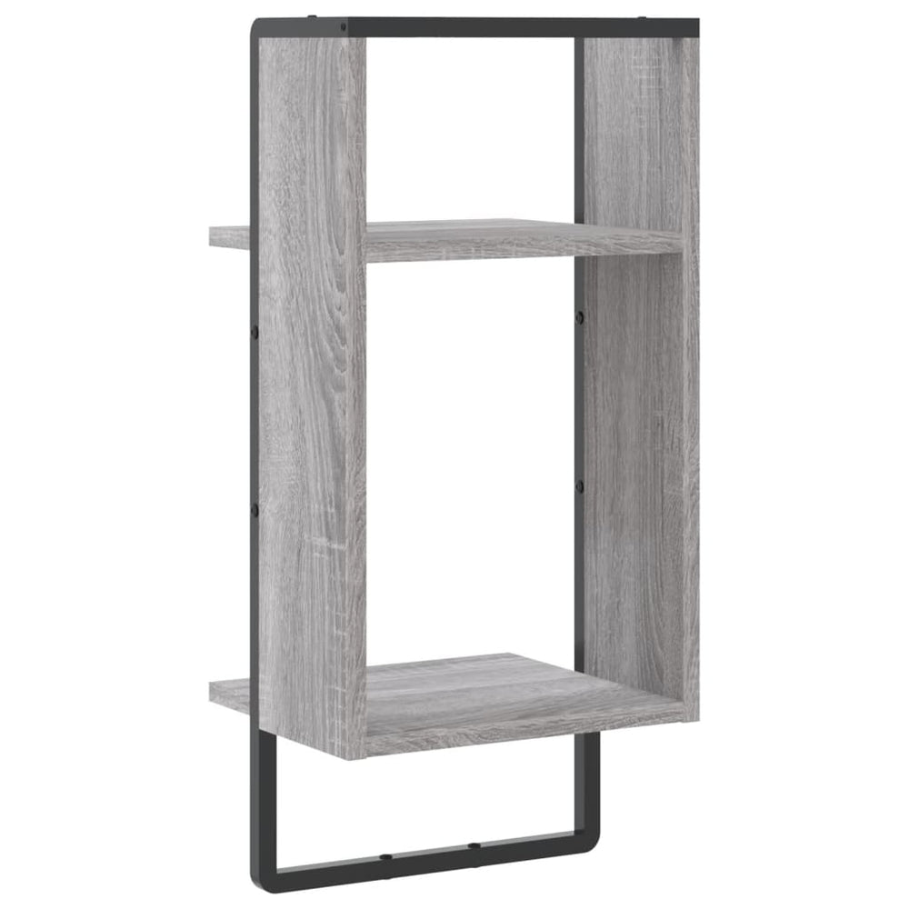 Wandschap met stang 30x25x65 cm grijs sonoma eikenkleurig MeubelReus