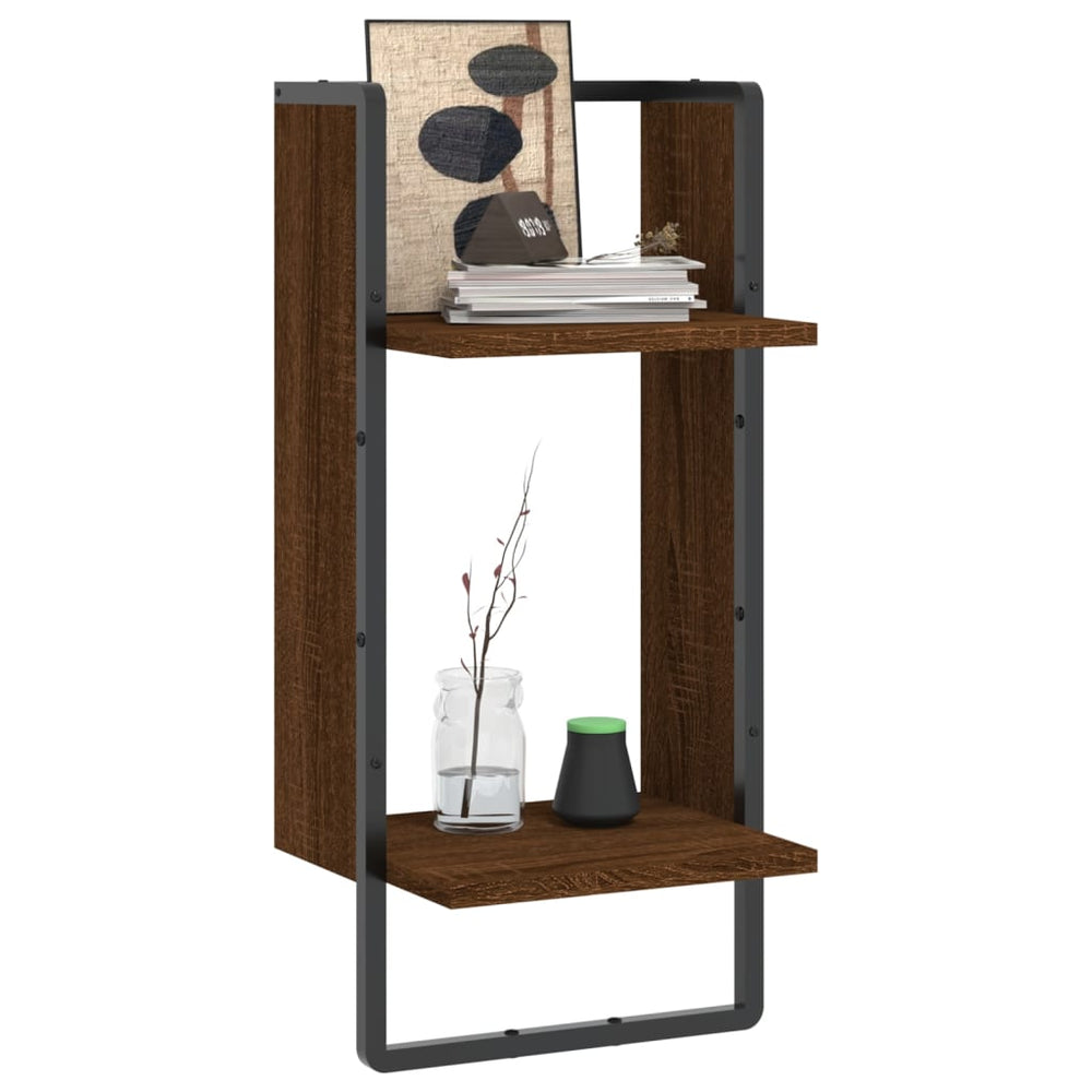 Wandschap met stang 30x25x65 cm bruineikenkleurig MeubelReus