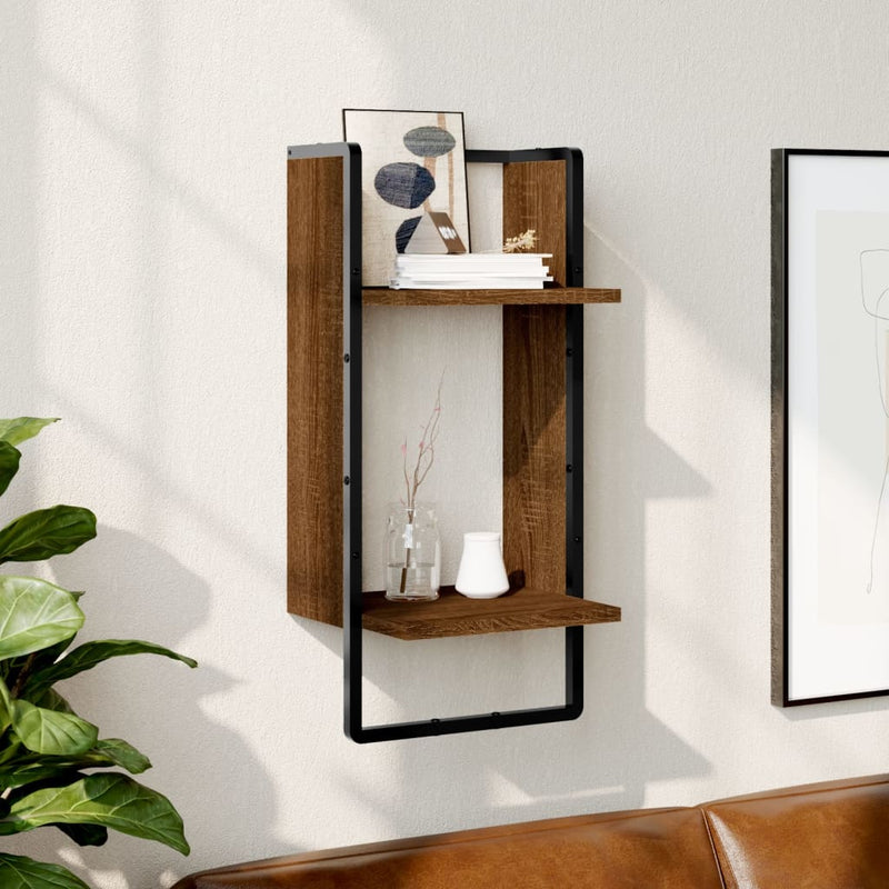 Wandschap met stang 30x25x65 cm bruineikenkleurig MeubelReus