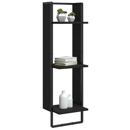 Wandrek 3-laags 30x25x100 cm bewerkt hout zwart MeubelReus