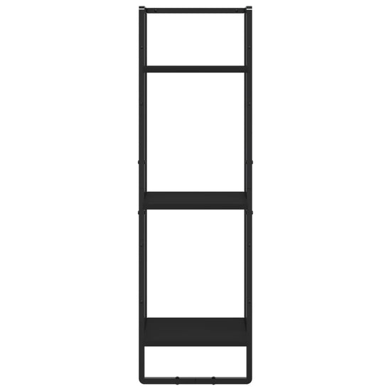 Wandrek 3-laags 30x25x100 cm bewerkt hout zwart MeubelReus