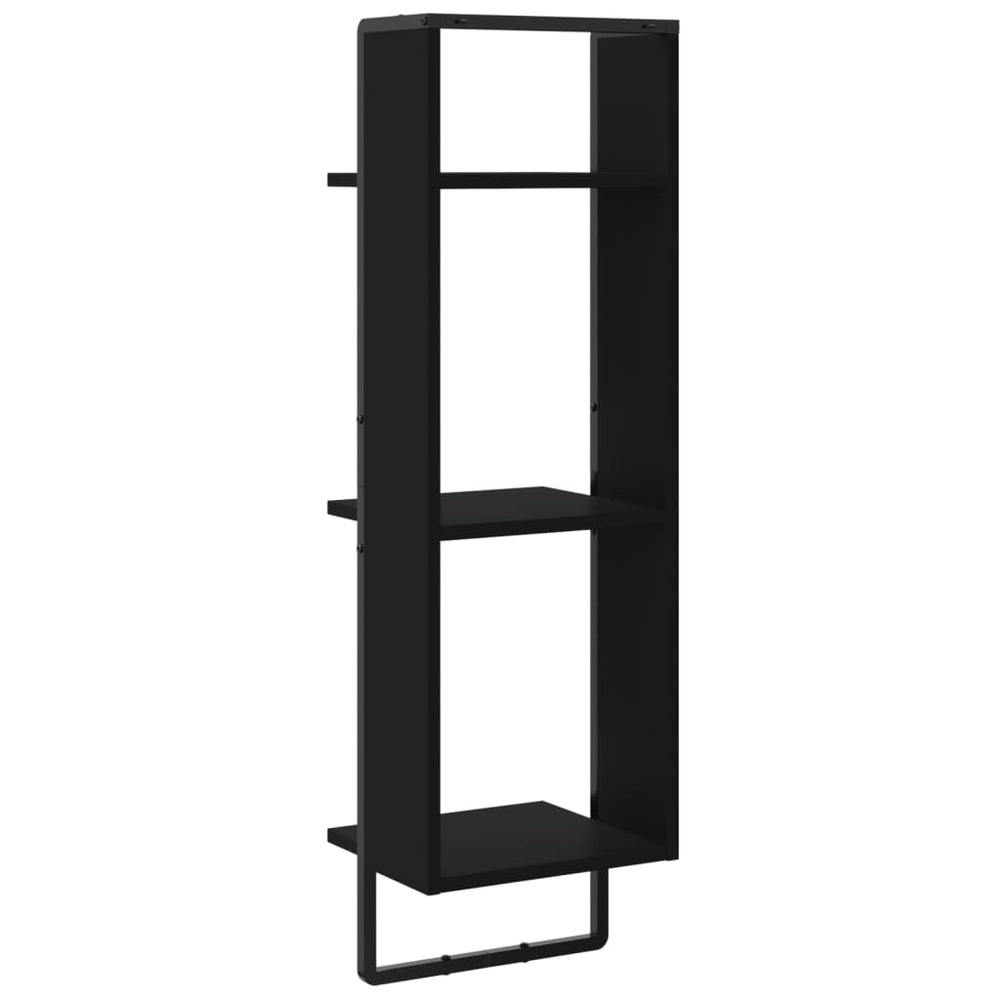 Wandrek 3-laags 30x25x100 cm bewerkt hout zwart MeubelReus