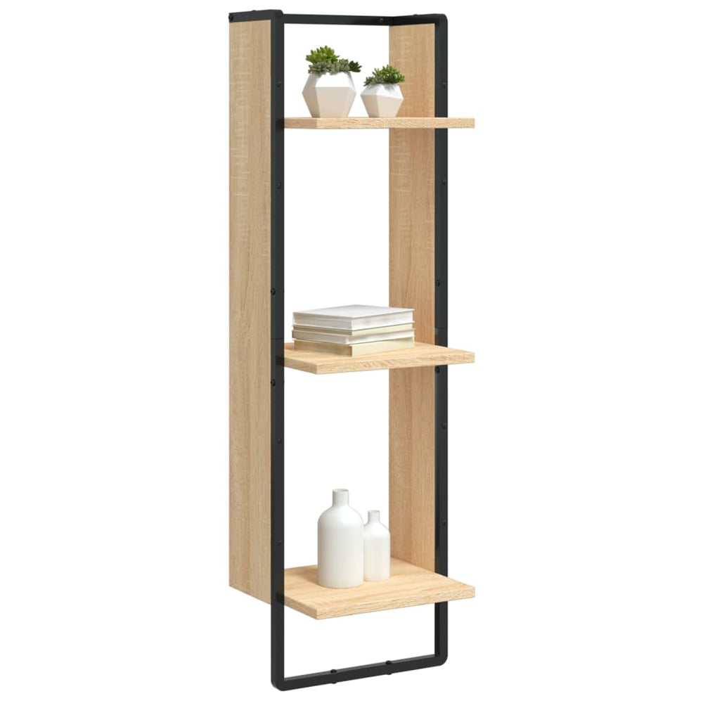 Wandrek 3-laags 30x25x100 cm bewerkt hout sonoma eikenkleurig MeubelReus