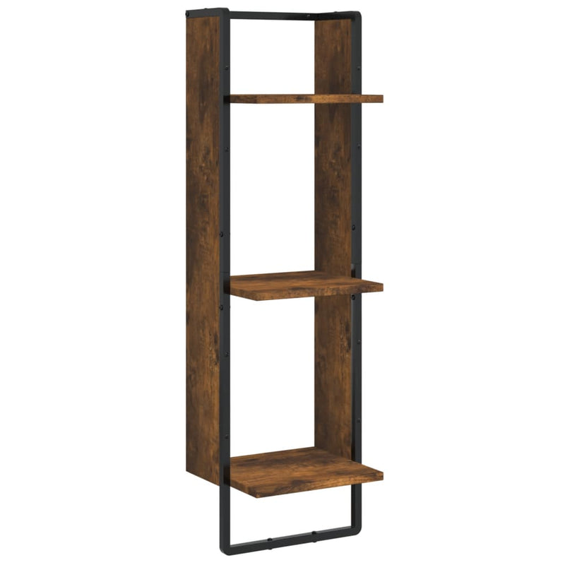 Wandrek 3-laags 30x25x100 cm bewerkt hout gerookt eikenkleurig MeubelReus