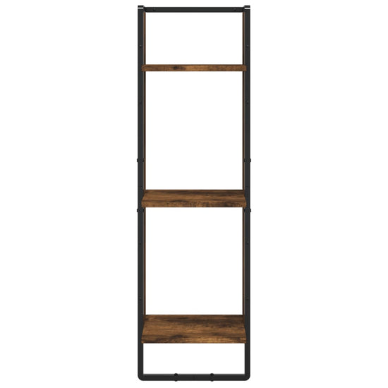 Wandrek 3-laags 30x25x100 cm bewerkt hout gerookt eikenkleurig MeubelReus