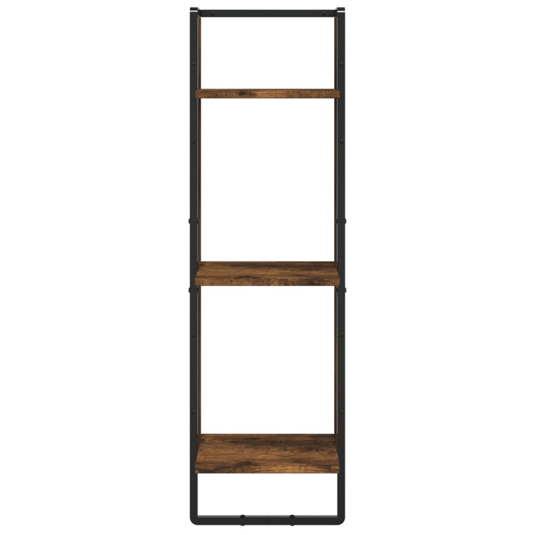 Wandrek 3-laags 30x25x100 cm bewerkt hout gerookt eikenkleurig MeubelReus