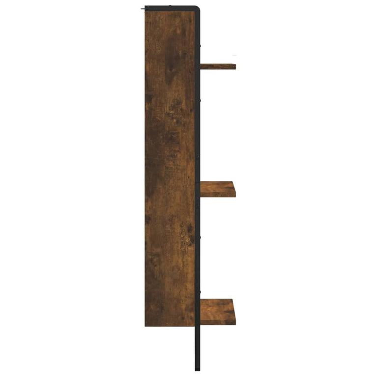 Wandrek 3-laags 30x25x100 cm bewerkt hout gerookt eikenkleurig MeubelReus