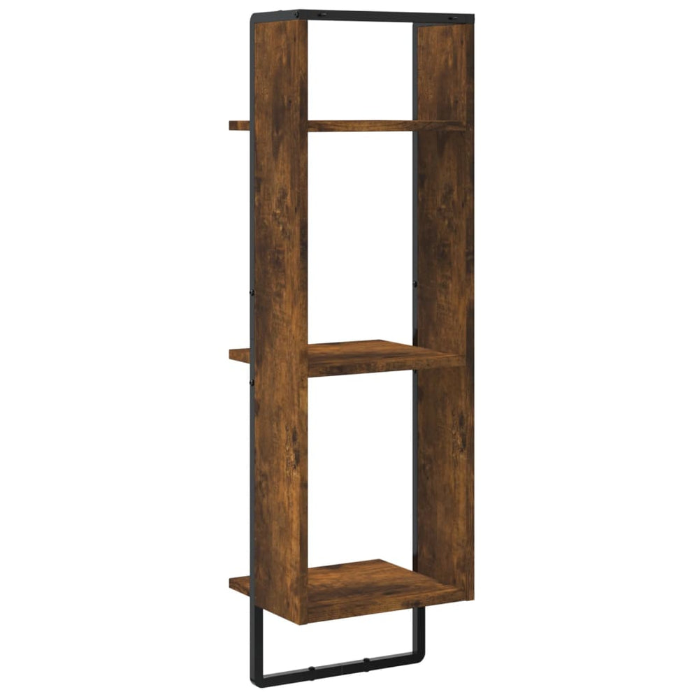 Wandrek 3-laags 30x25x100 cm bewerkt hout gerookt eikenkleurig MeubelReus