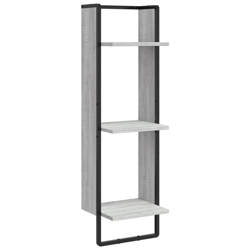Wandrek 3-laags 30x25x100 cm bewerkt hout grijs sonoma eiken MeubelReus