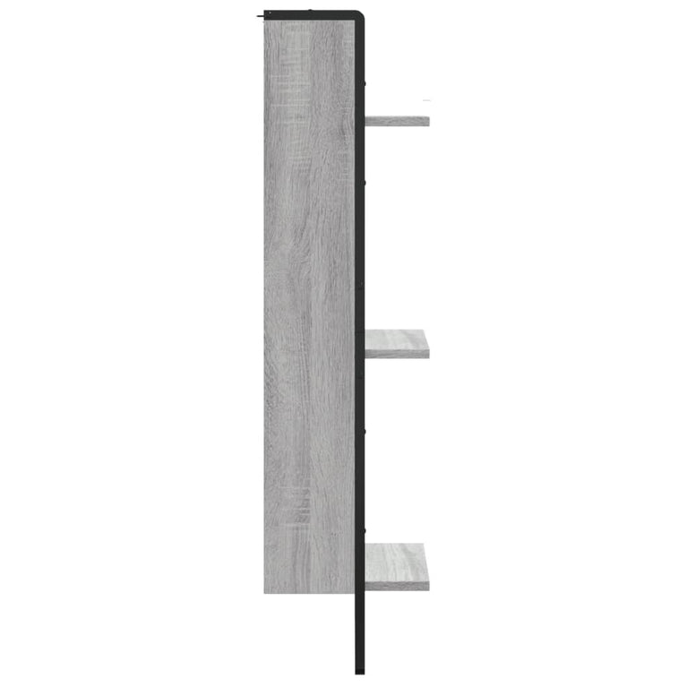 Wandrek 3-laags 30x25x100 cm bewerkt hout grijs sonoma eiken MeubelReus