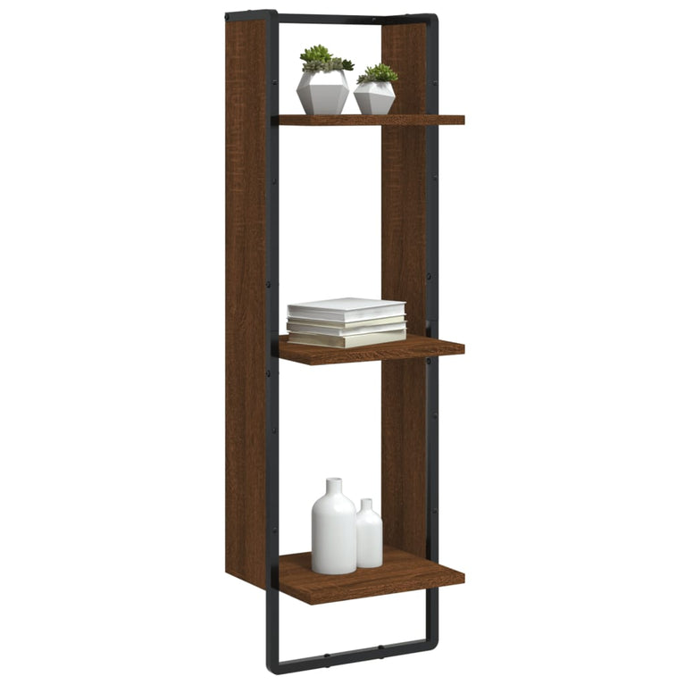Wandrek 3-laags 30x25x100 cm bewerkt hout bruin eikenkleur MeubelReus
