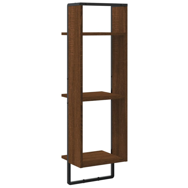 Wandrek 3-laags 30x25x100 cm bewerkt hout bruin eikenkleur MeubelReus