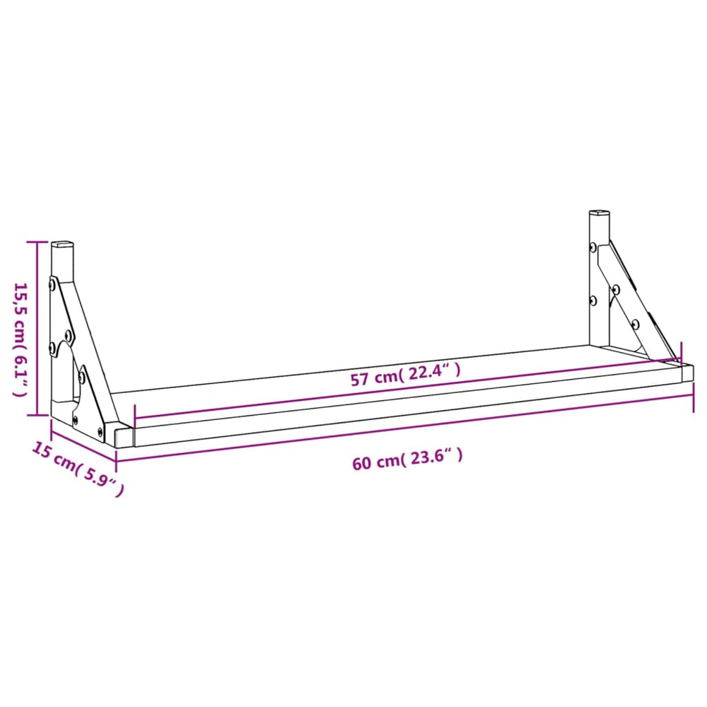 Wandschappen 2 st 60x15x15,5 cm grijs sonoma eikenkleurig MeubelReus
