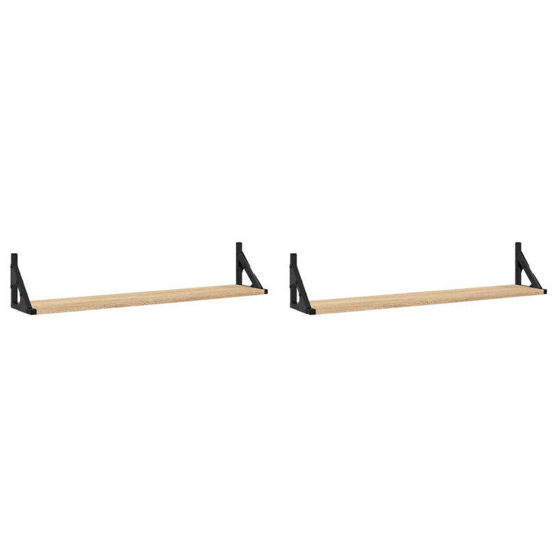 Wandschappen 2 st 80x15x15,5 cm bewerkt hout sonoma eikenkleur MeubelReus