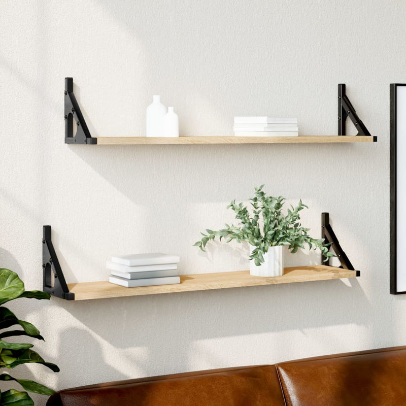 Wandschappen 2 st 80x15x15,5 cm bewerkt hout sonoma eikenkleur MeubelReus