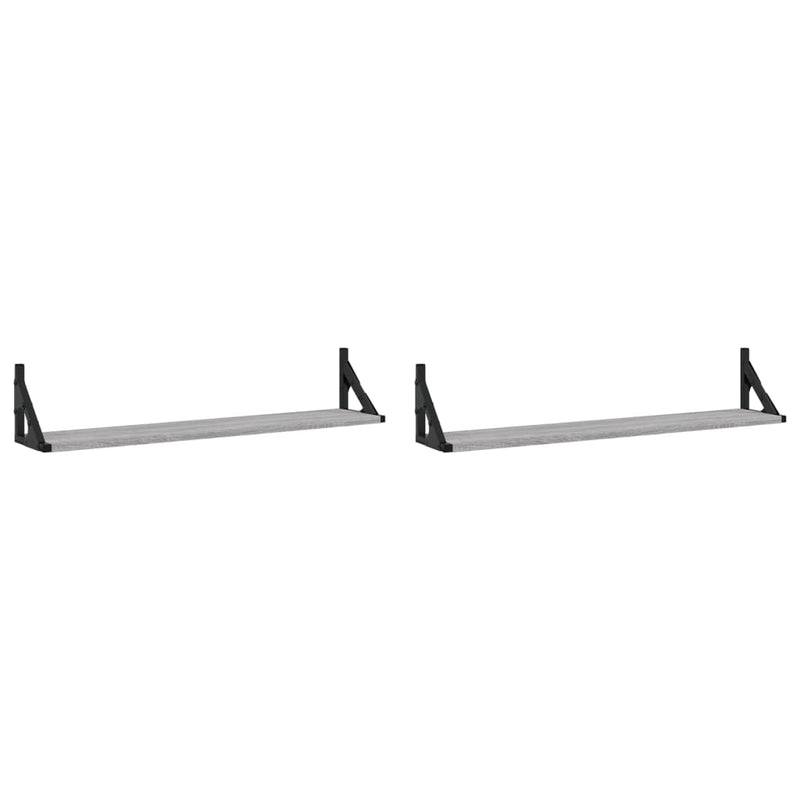 Wandschappen 2 st 80x15x15,5 cm bewerkt hout grijs sonoma eiken MeubelReus