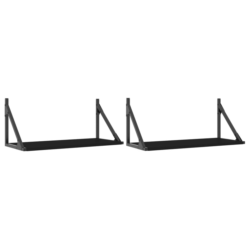 Wandschappen 2 st 60x25x25,5 cm bewerkt hout zwart MeubelReus