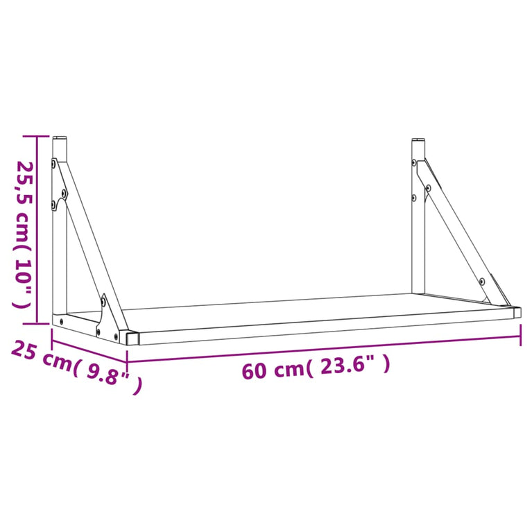 Wandschappen 2 st 60x25x25,5 cm bewerkt hout sonoma eikenkleur MeubelReus