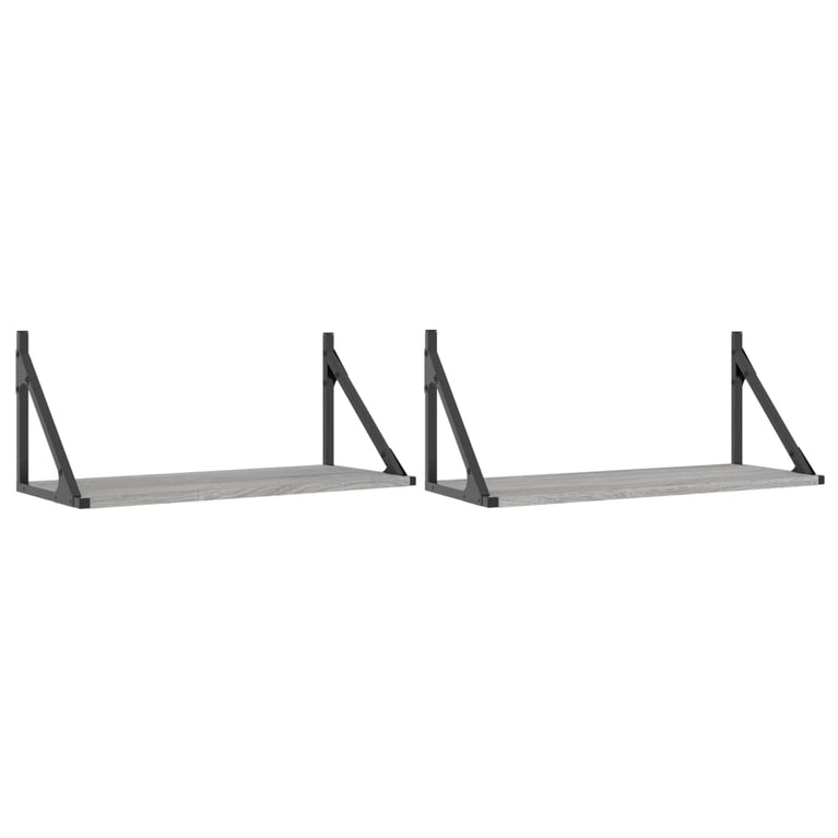 Wandschappen 2 st 60x25x25,5 cm bewerkt hout grijs sonoma eiken MeubelReus