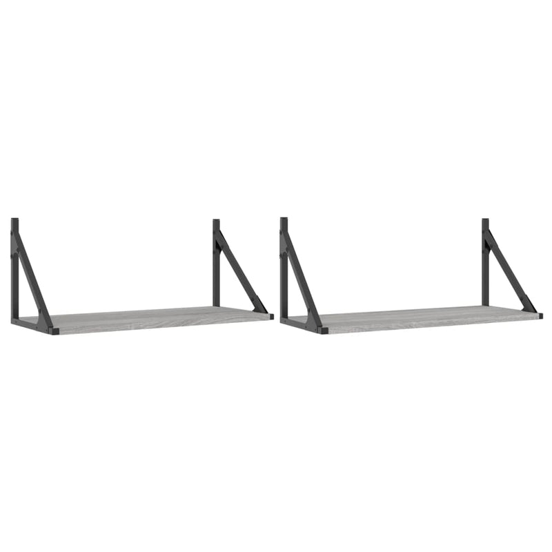 Wandschappen 2 st 60x25x25,5 cm bewerkt hout grijs sonoma eiken MeubelReus