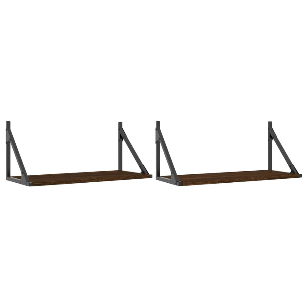 Wandschappen 2 st 60x25x25,5 cm bewerkt hout bruin eikenkleur MeubelReus
