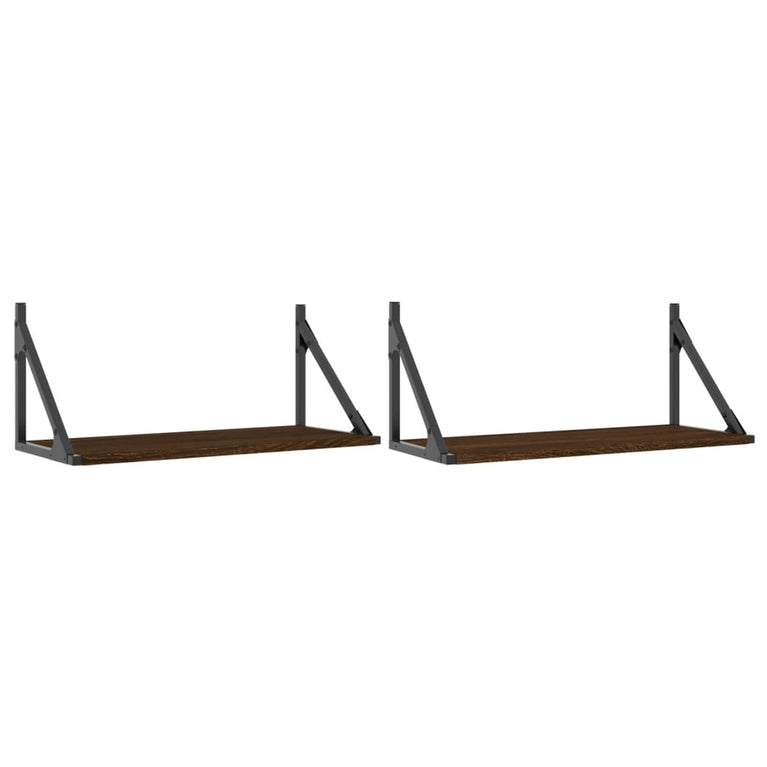 Wandschappen 2 st 60x25x25,5 cm bewerkt hout bruin eikenkleur MeubelReus