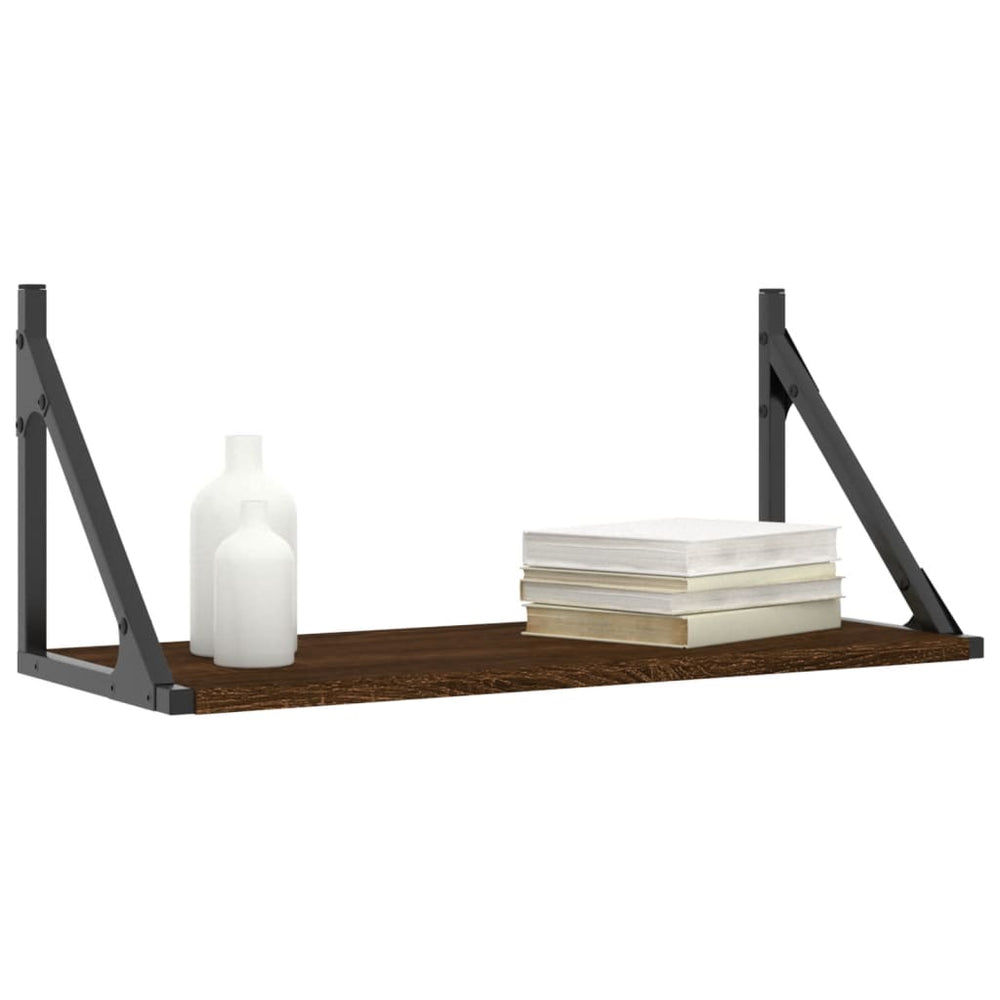 Wandschappen 2 st 60x25x25,5 cm bewerkt hout bruin eikenkleur MeubelReus
