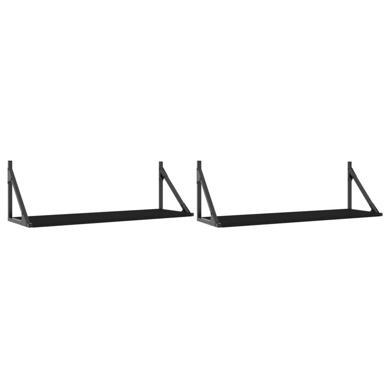 Wandschappen 2 st 80x25x25,5 cm bewerkt hout zwart MeubelReus