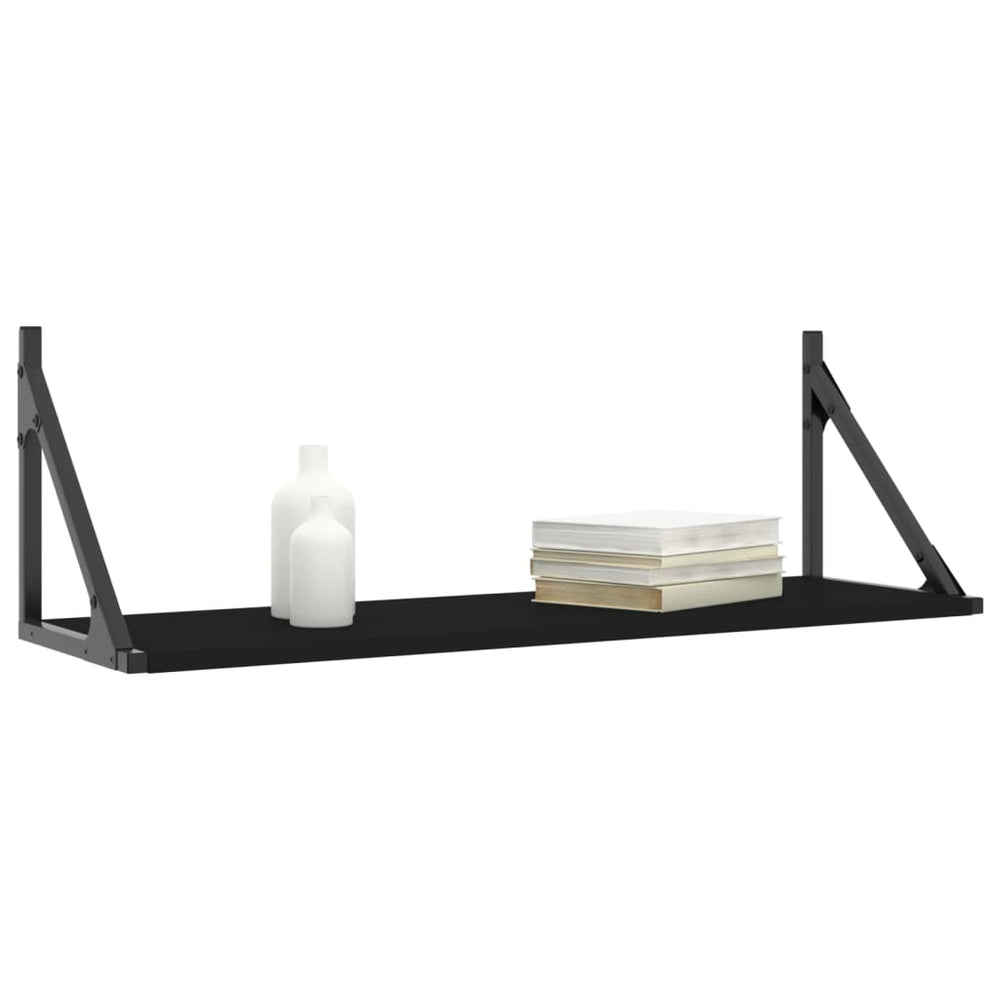 Wandschappen 2 st 80x25x25,5 cm bewerkt hout zwart MeubelReus